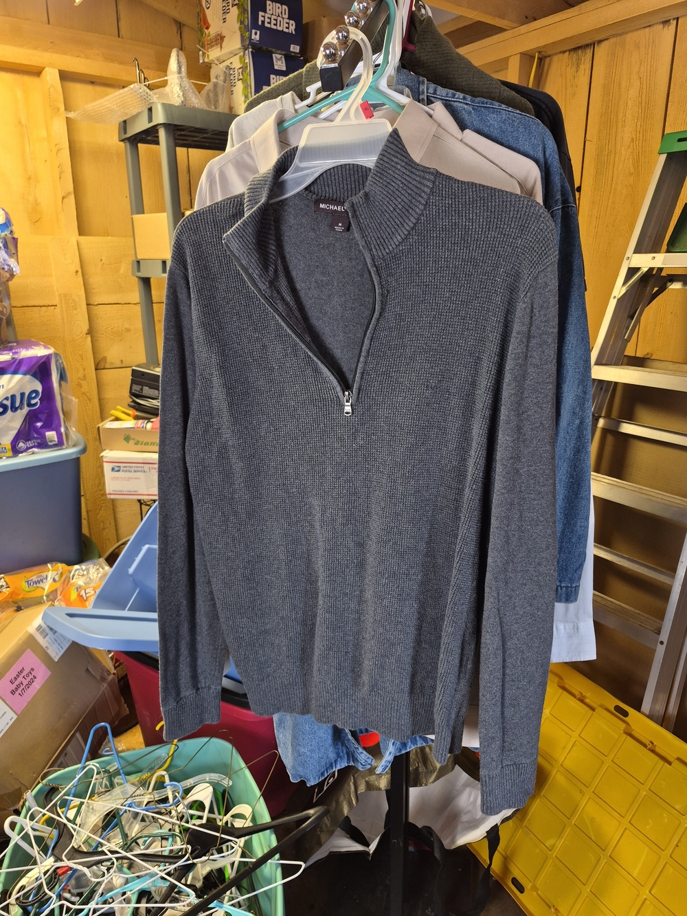 Michael Kors Men's Charcoal Gray Half-Zip Sweater Bin 65